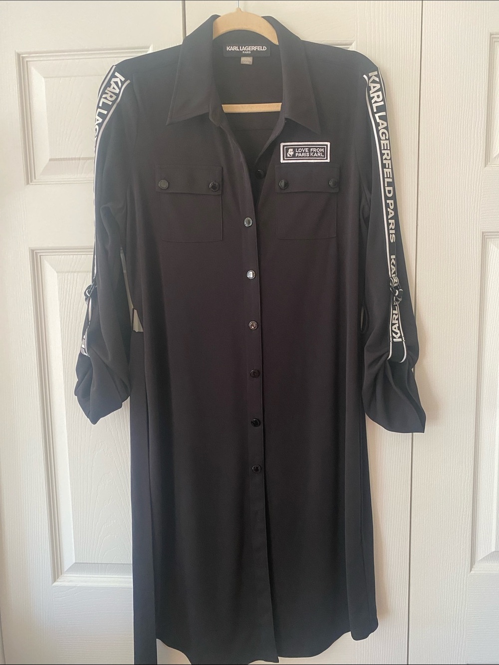 Karl Lagerfeld Black Logo-Tape Shirt Dress